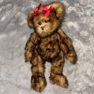 Vintage Faux Mink Teddy Bear Mid Century Jointed Plush Brown Collectible